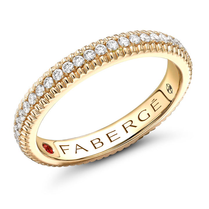 Fabergé Colours of Love 18ct Yellow Gold Diamond Set Fluted Ring