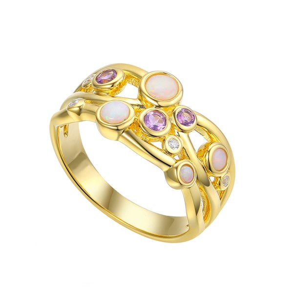 Amore Opal and Amethyst 9ct Yellow Gold Ring