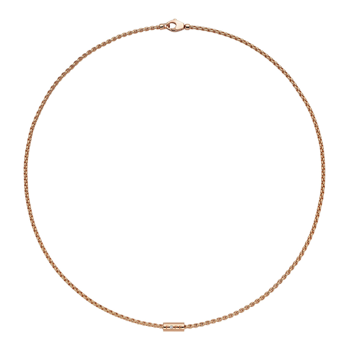 FOPE Aria 18ct Rose Gold 0.02ct Diamond Set Necklace 43cm - Michael Jones Jeweller