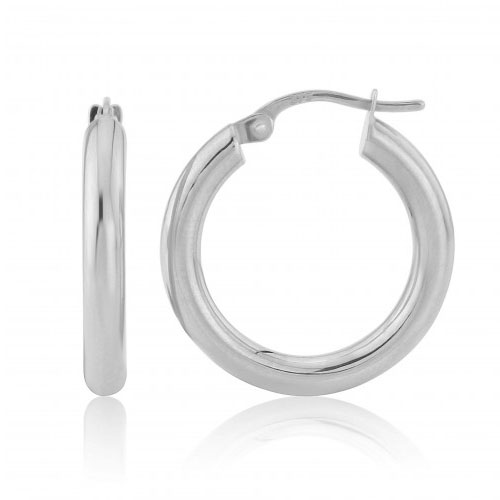 Small 9ct White Gold Hoop Earrings - Michael Jones Jeweller