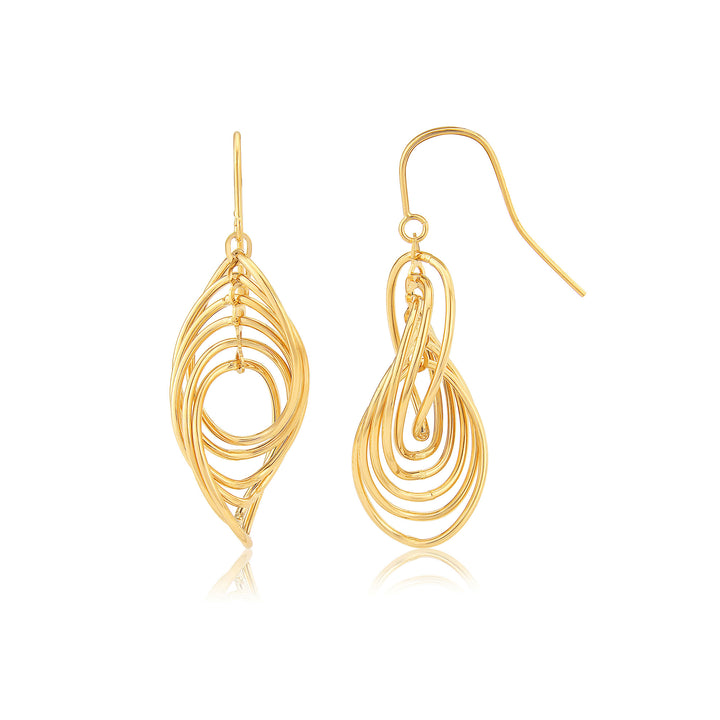 Leaf Twist Design 9ct Yellow Gold Drop Earrings