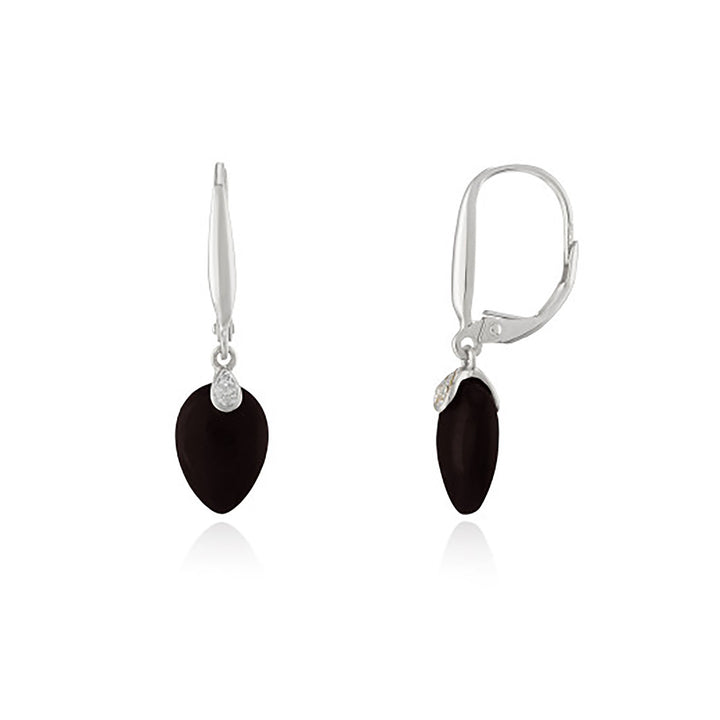 Onyx and Diamond 9ct White Gold Drop Earrings - Michael Jones Jeweller