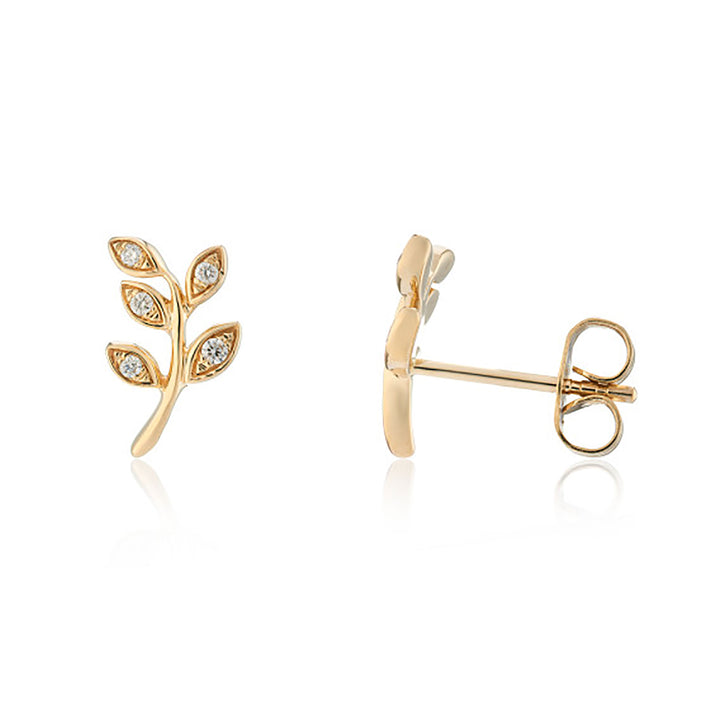 Fern 9ct Yellow Gold Diamond Stud Earrings - Michael Jones Jeweller