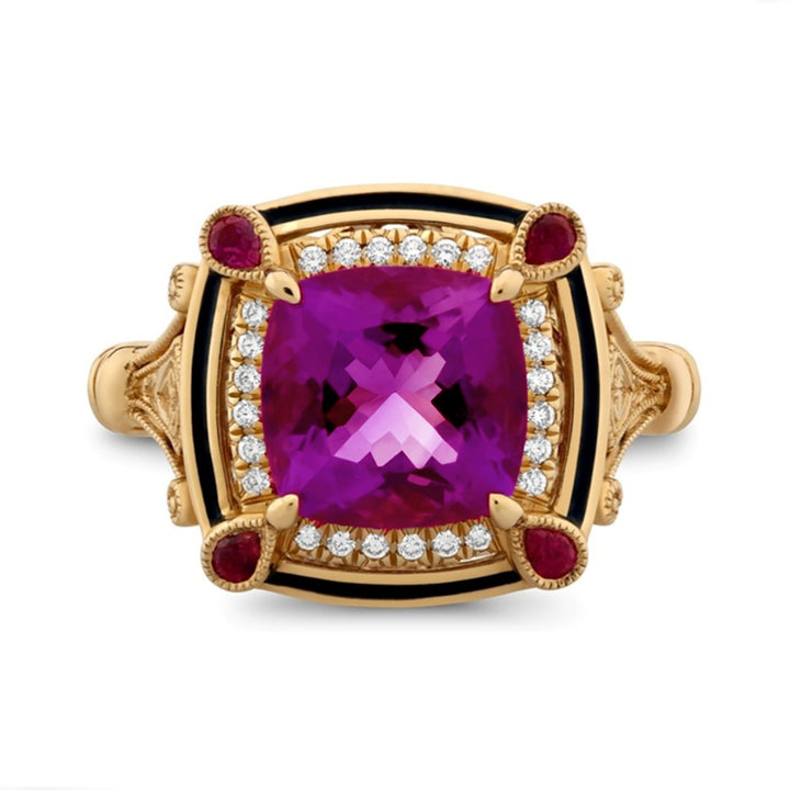 Rubellite Ruby and Diamond 18ct Rose Gold Ring