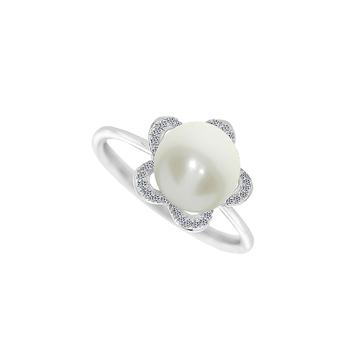 Amore Silver Freshwater Pearl Starlight Flower Ring