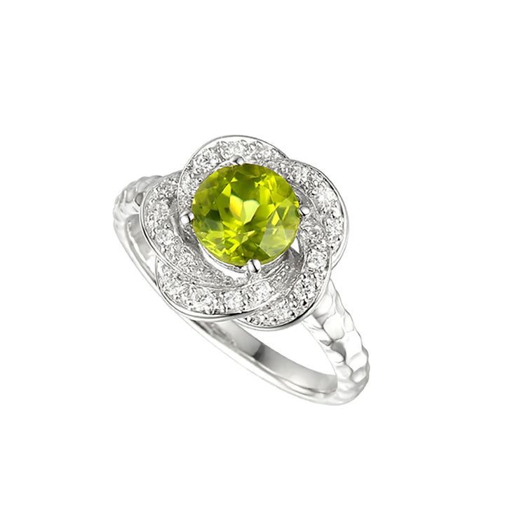 Amore Silver Peridot and Cubic Zirconia Cluster Ring