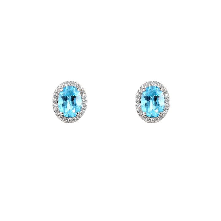 Amore Silver Regal Blue Topaz Stud Earrings