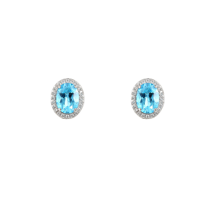 Amore Silver Regal Blue Topaz Stud Earrings