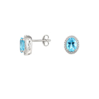 Amore Silver Regal Blue Topaz Stud Earrings