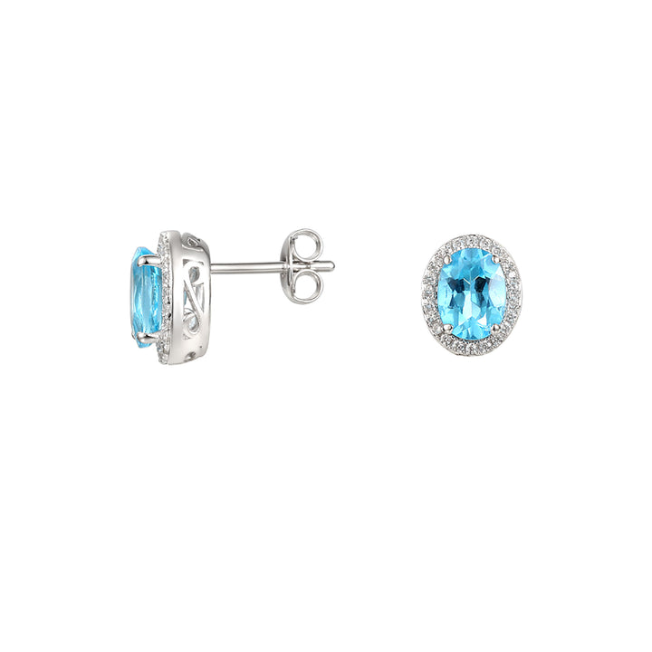 Amore Silver Regal Blue Topaz Stud Earrings