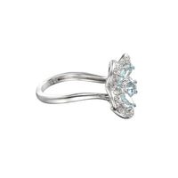 Amore Silver Aquamarine Flower Ring