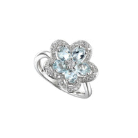Amore Silver Aquamarine Flower Ring - Michael Jones Jeweller