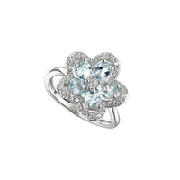 Amore Silver Aquamarine Flower Ring