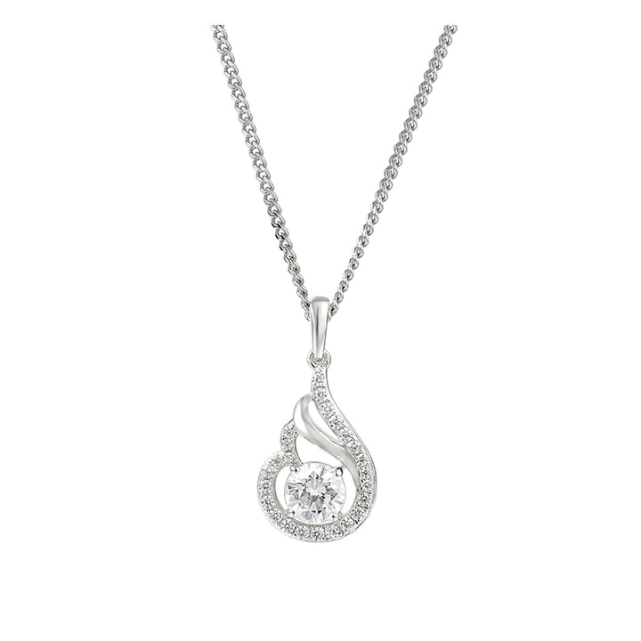 Amore Teardrop Silver Cubic Zirconia Necklace