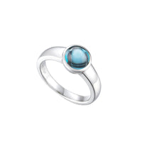 Amore Silver Cabochon Dome Blue Topaz Ring