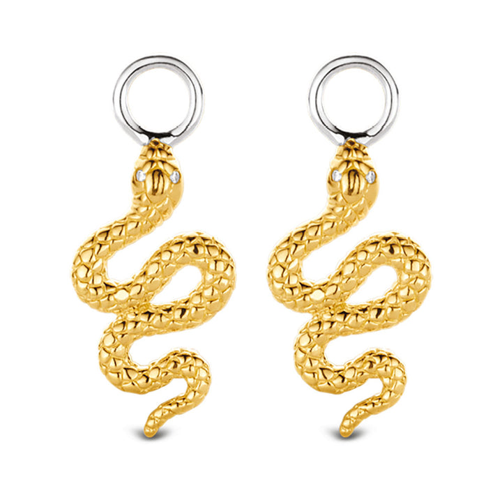 Ti Sento Yellow Gold Plated Cubic Zirconia Snake Ear Charms
