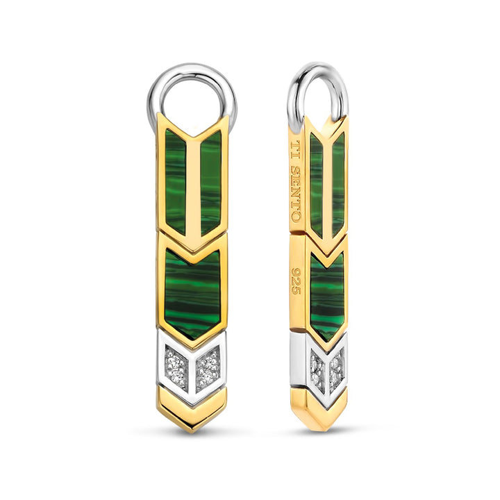 Ti Sento Malachite and Zirconia Arrow Ear Charms - Michael Jones Jeweller