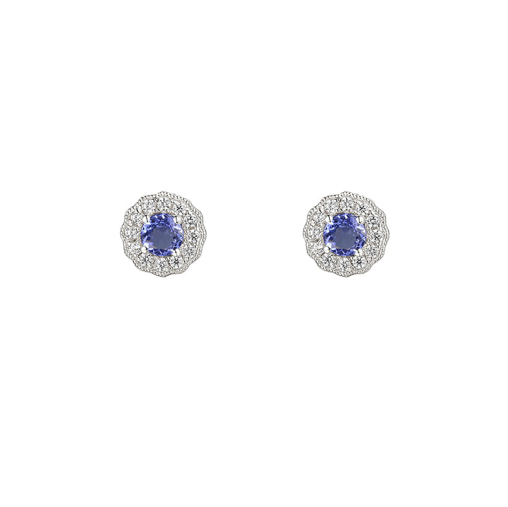 Amore Tanzanite and Cubic Zirconia Cluster Stud Earrings
