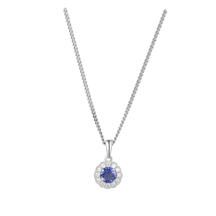 Amore Tanzanite and Cubic Zirconia Cluster Necklace