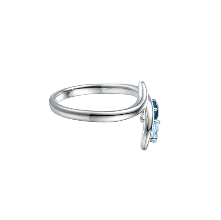 Amore Swoosh Blue Topaz Silver Ring - Michael Jones Jeweller