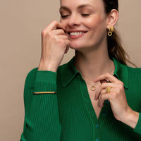 Ti Sento Yellow Gold Plated Structured Loop Ear Charms - Michael Jones Jeweller
