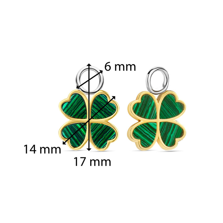 Ti Sento Yellow Gold Plated Malachite Green Clover Leaf Ear Charms - Michael Jones Jeweller