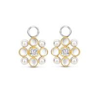 Ti Sento Yellow Gold Plated Synthetic Pearl and Cubic Zirconia Flower Ear Charms - Michael Jones Jeweller