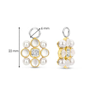 Ti Sento Yellow Gold Plated Synthetic Pearl and Cubic Zirconia Flower Ear Charms - Michael Jones Jeweller