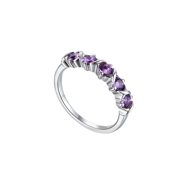 Amore Cross My Heart Amethyst Silver Ring