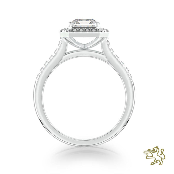 Skye Emerald Halo 0.50ct Diamond Platinum Ring