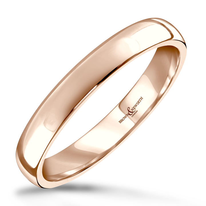 3mm Sleek 9ct Rose Gold Wedding Ring by Brown & Newirth