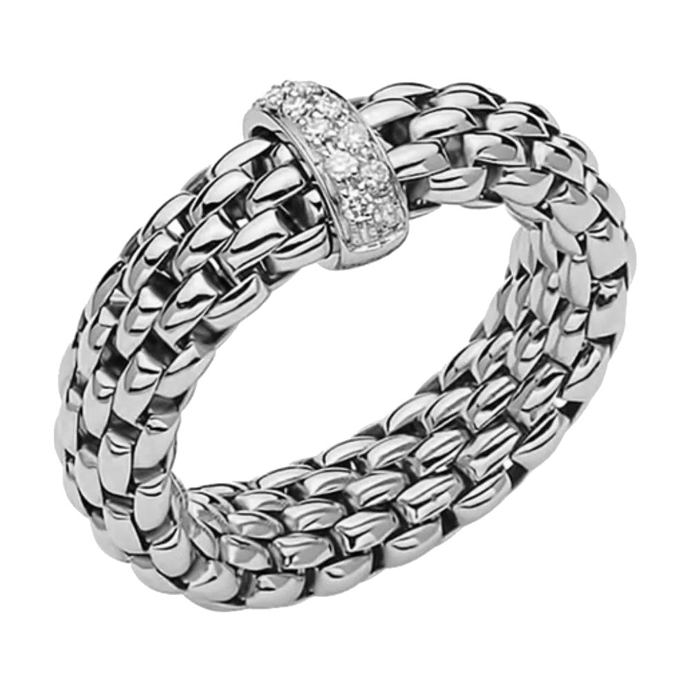 FOPE Flex'it Vendôme 18ct White Gold 0.10ct Diamond Set Ring Medium - Michael Jones Jeweller