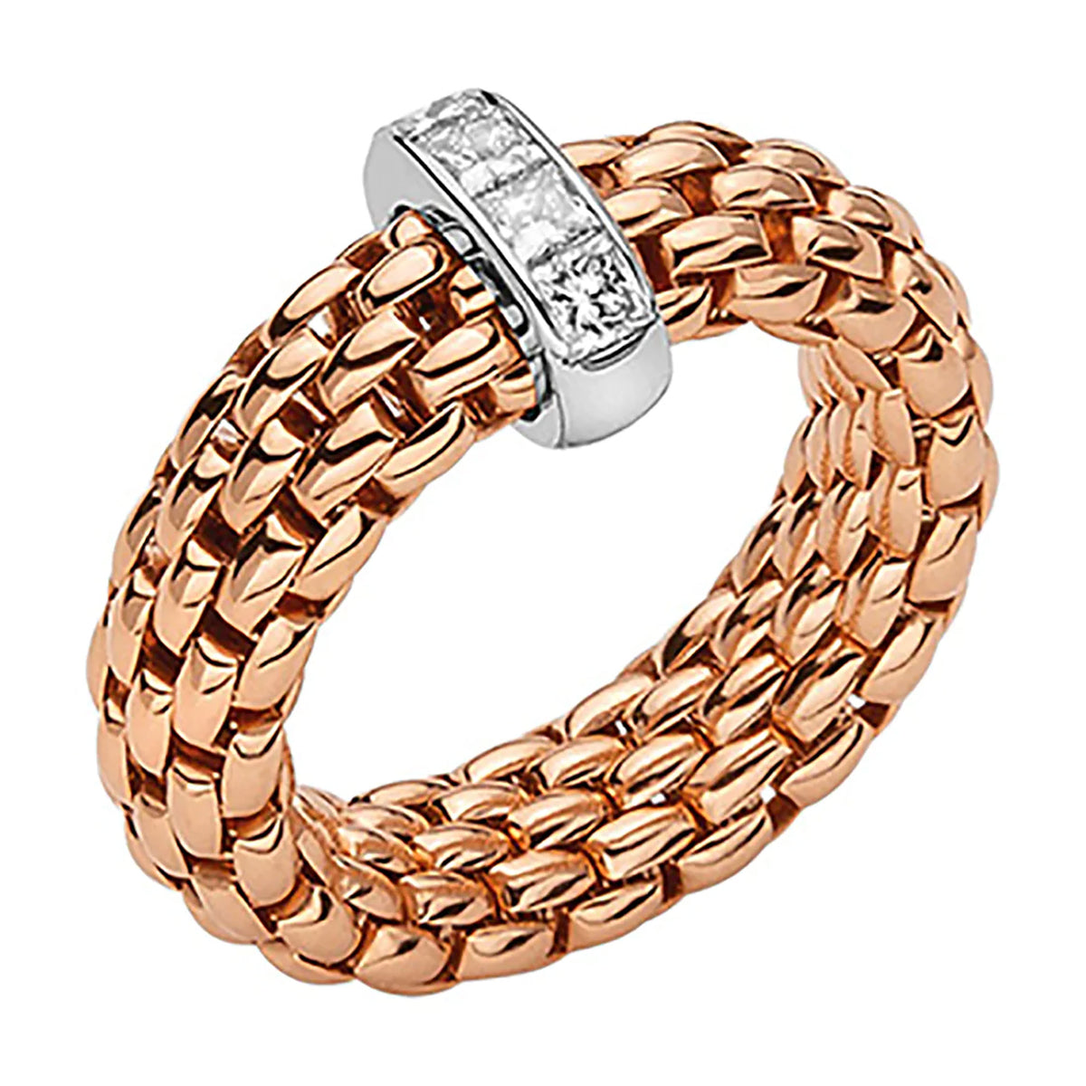 FOPE Flex'it Vendôme 18ct Rose and White Gold 0.35ct Diamond Set Ring Medium - Michael Jones Jeweller
