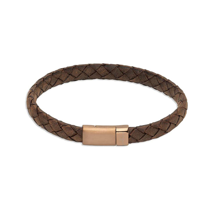 Unique & Co Dark Brown Leather with Stainless Steel Clasp 21cm - Michael Jones Jeweller