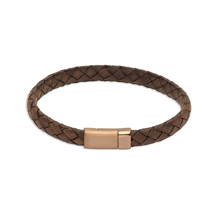 Unique & Co Dark Brown Leather with Stainless Steel Clasp 21cm