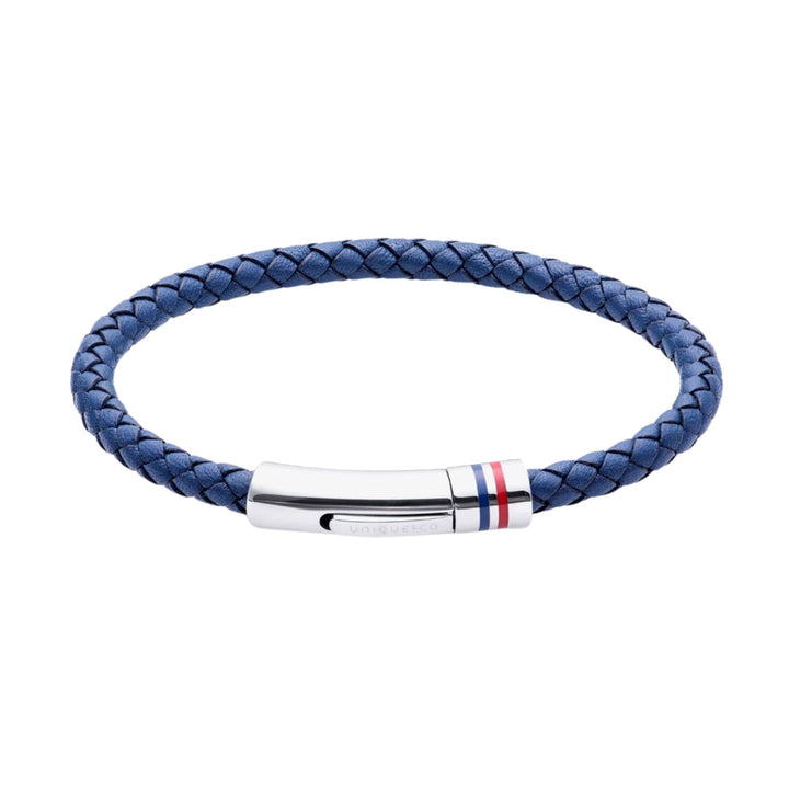 Unique & Co Navy Blue Leather and Stainless Steel Bracelet