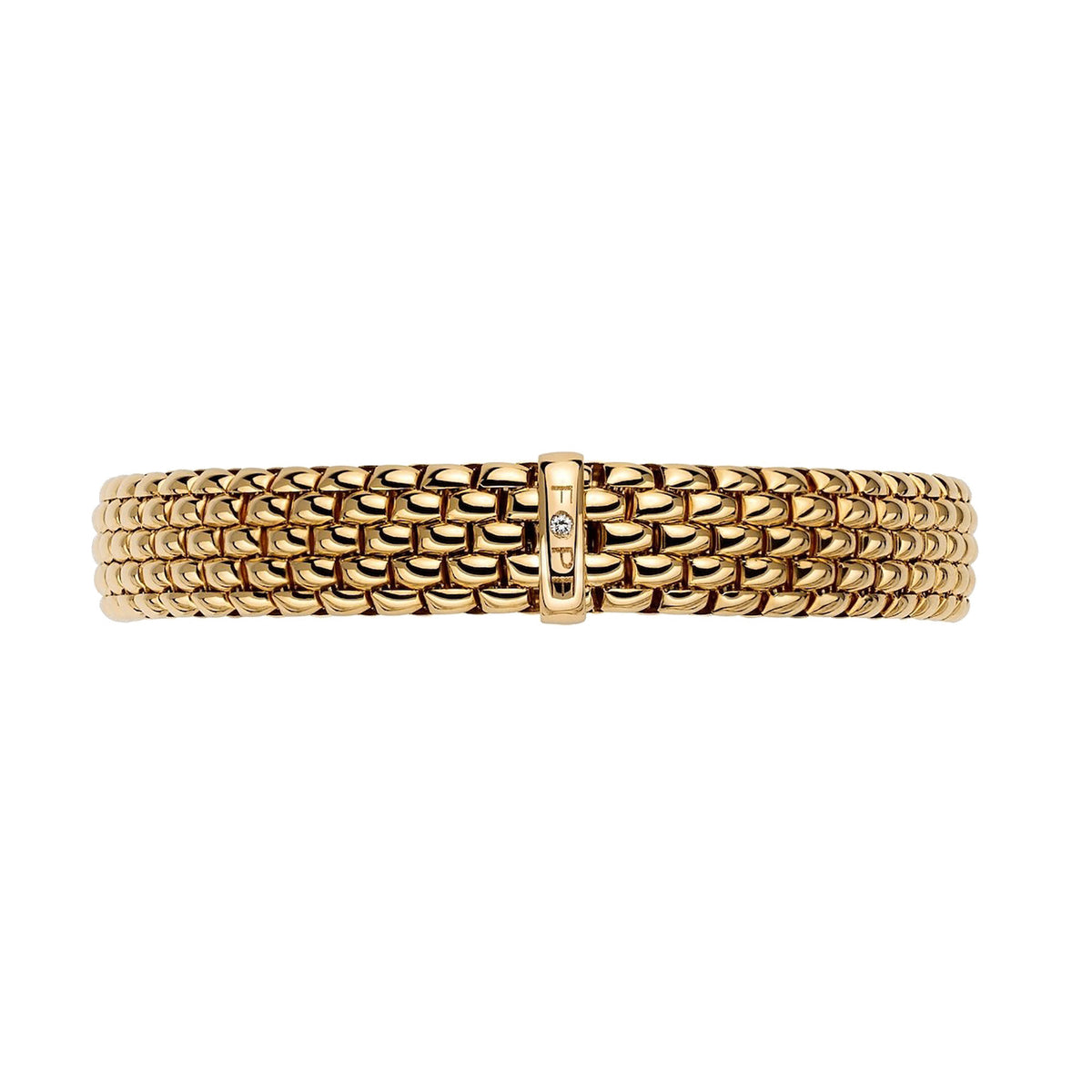 FOPE Flex'it Panorama 18ct Yellow Gold 0.01ct Diamond Set Bracelet Large - Michael Jones Jeweller