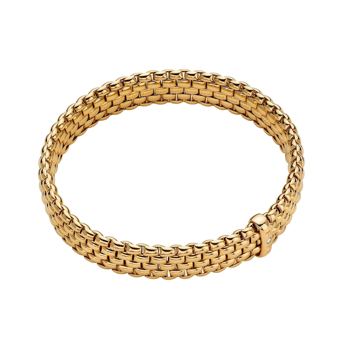 FOPE Flex'it Panorama 18ct Yellow Gold 0.01ct Diamond Set Bracelet Large - Michael Jones Jeweller