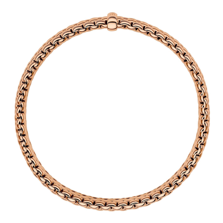 FOPE Flex'it Panorama 18ct Rose Gold 0.01ct Black Diamond Set Bracelet Medium