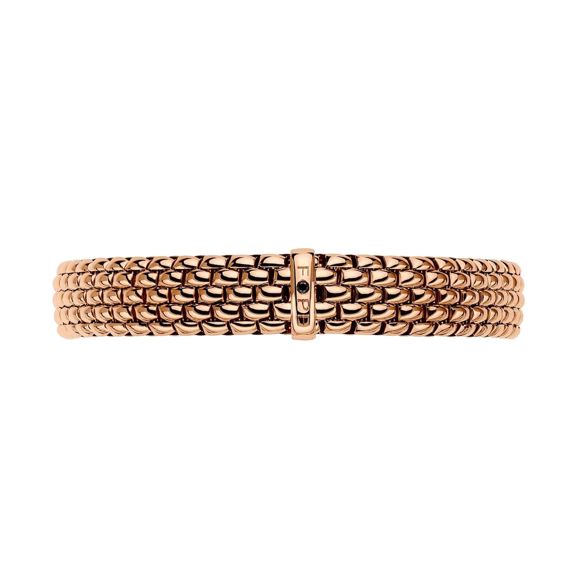 FOPE Flex'it Panorama 18ct Rose Gold 0.01ct Black Diamond Set Bracelet Medium - Michael Jones Jeweller