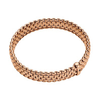FOPE Flex'it Panorama 18ct Rose Gold 0.01ct Black Diamond Set Bracelet Medium - Michael Jones Jeweller