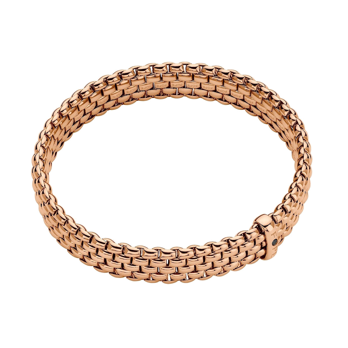 FOPE Flex'it Panorama 18ct Rose Gold 0.01ct Black Diamond Set Bracelet Medium - Michael Jones Jeweller