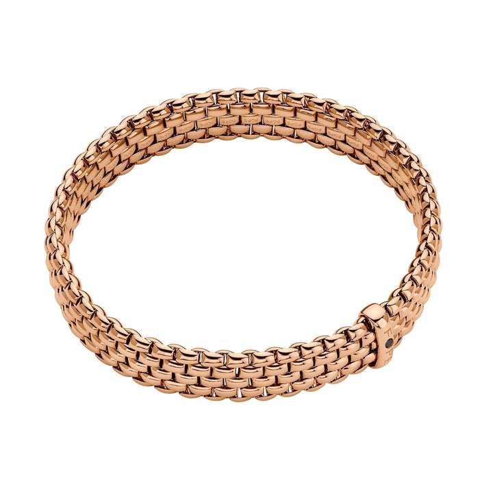 FOPE Flex'it Panorama 18ct Rose Gold 0.01ct Black Diamond Set Bracelet Medium - Michael Jones Jeweller