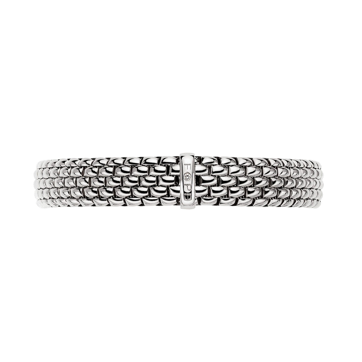 FOPE Flex'it Panorama 18ct White Gold 0.01ct Diamond Set Bracelet Small - Michael Jones Jeweller