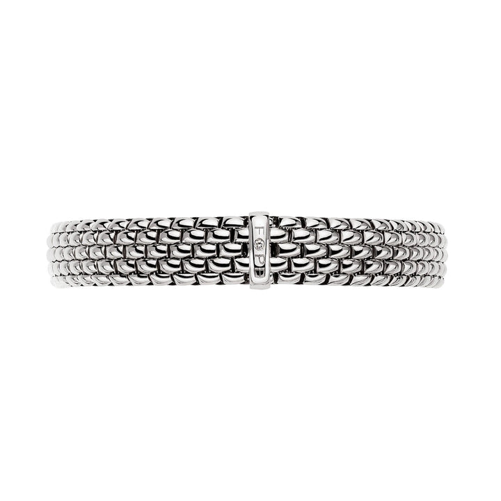 FOPE Flex'it Panorama 18ct White Gold 0.01ct Diamond Set Bracelet Small