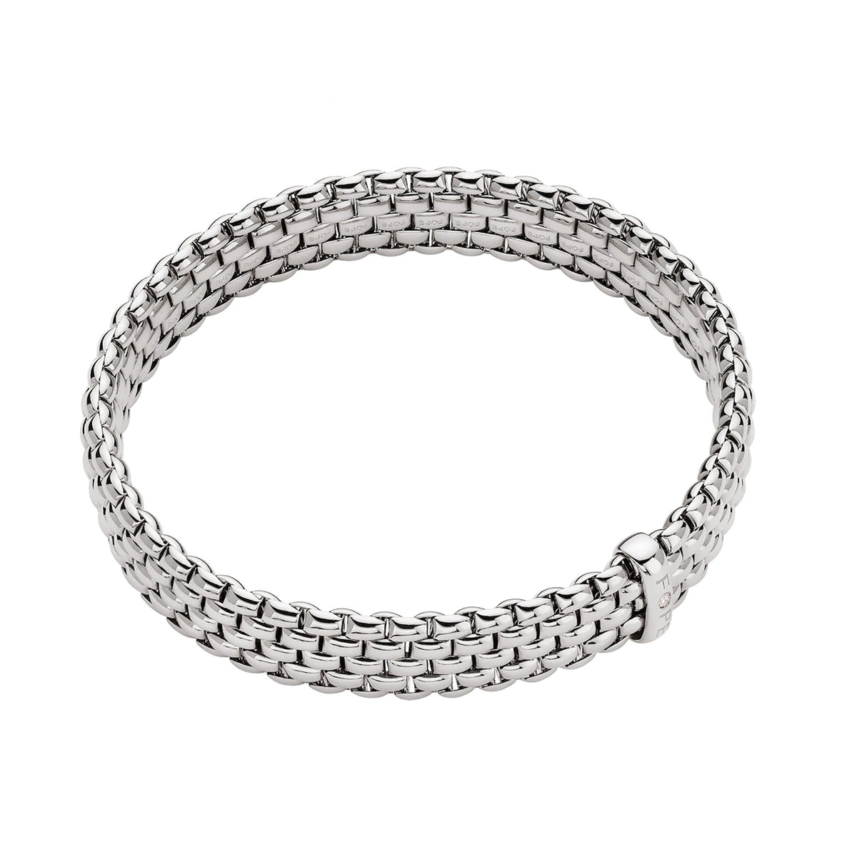 FOPE Flex'it Panorama 18ct White Gold 0.01ct Diamond Set Bracelet Small - Michael Jones Jeweller