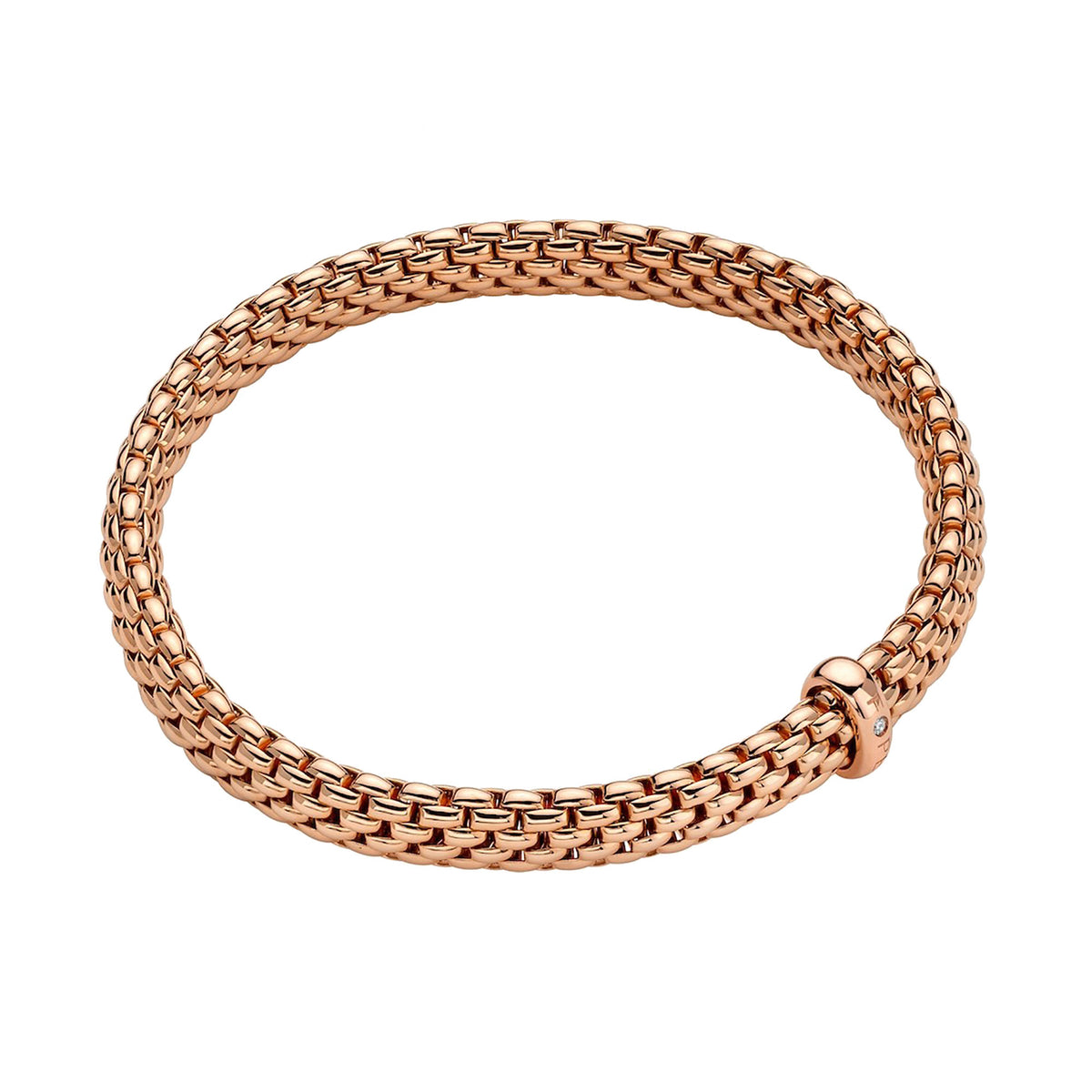 FOPE Flex'it Vendôme 18ct Rose Gold 0.01ct Diamond Set Bracelet Medium - Michael Jones Jeweller