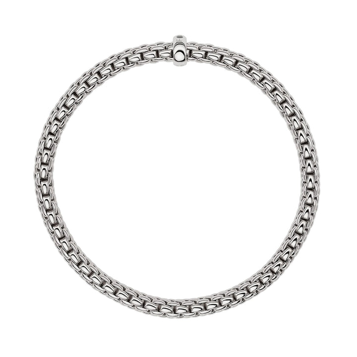 FOPE Flex'it Vendôme 18ct White Gold 0.01ct Black Diamond Set Bracelet Large - Michael Jones Jeweller