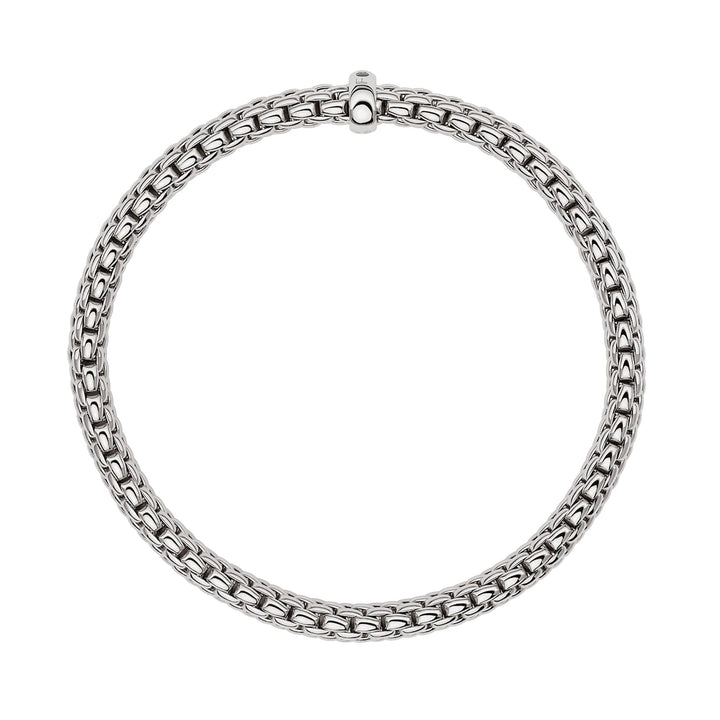 FOPE Flex'it Vendôme 18ct White Gold 0.01ct Black Diamond Set Bracelet Large