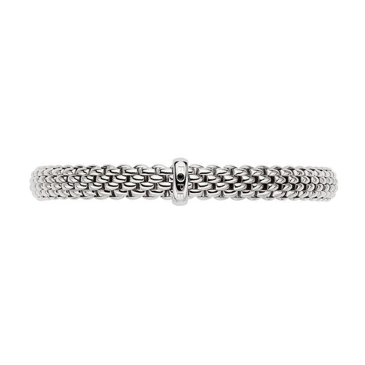 FOPE Flex'it Vendôme 18ct White Gold 0.01ct Black Diamond Set Bracelet Large - Michael Jones Jeweller